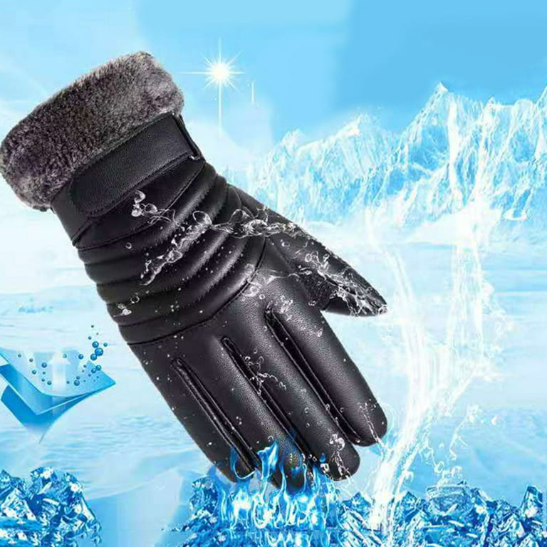 TAIAOJING Womens Winter Gloves Men Riding Gloves Plush Warm Outdoor  Windproof And Cold Proof Ski Leather Gloves