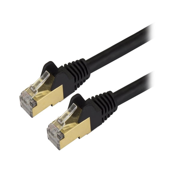 StarTech 8ft CAT6a Ethernet Cable - 10 Gigabit Shielded Snagless RJ45 100W PoE Patch Cord - 10GbE STP Network Cable with Strain Relief - Black - UL, TIA (C6ASPAT8BK)