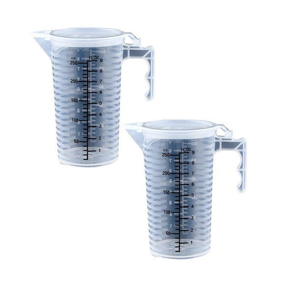 2Pcs Measuring Cup With Lid And Handle Ounce And ML Measuring Cup For Baking Powder Liquid Measure & Mix Measuring Tools