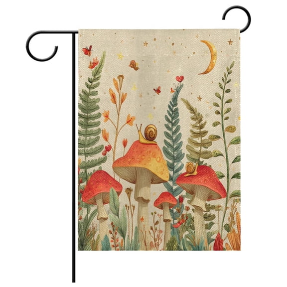 Ryvnso Snail on Mushrooms Pattern Garden Flag 12x18 Inch Double Sided Seasonal Yard Decoration