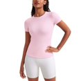 thumbnail image 1 of Camisa CRZ YOGA de modal acanalado de manga corta con peonía rosa para mujer, 1 of 5