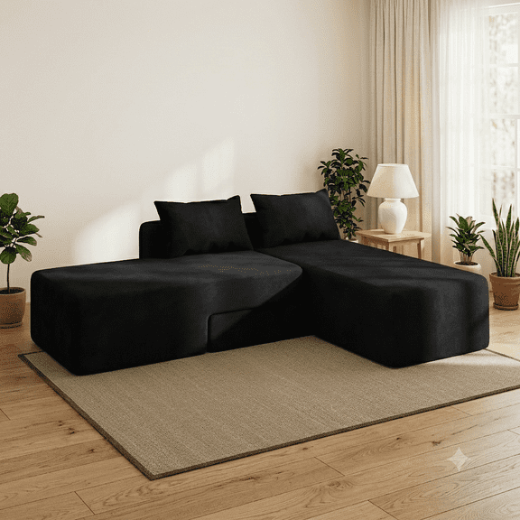CANVORA 4-in-1 Flexible Modular Cloud Sofa, Deep Seat Sectional Couch with Convertible Adjustable Chaise, 2 Pillows Included, Zero Assembly Required