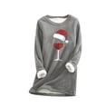 thumbnail image 2 of Hauts Chauds pour Femmes Hiver Décontracté Femmes et Hiver Tempérament Décontracté Mode Peluche Chaude sous-Couche Imprimé de Noël Manches Longues Col Rond Hauts Chandails à Capuchon Femmes en Liquidation, 2 of 6
