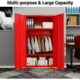 thumbnail image 4 of Metal Wardrobe Coat Cabinet with Adjustable Shelves and Hanging Rod,Storage Closet Locker for Bedroom, Room,Office, Home, School,Almirah for Clothes,Blanket. (2 Door Long Rod, Red), 4 of 12