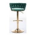 thumbnail image 6 of Bar Stool Chair Set of 2,Height Adjustable Swivel Accent Chair with Footrest,Counter Height Armchair with Weave Back,Upholstered Tufted Bar Chair with Gold Base for Living Room Dining Room Cafe,Green, 6 of 7
