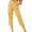 Yellow, variant on Womens Casual Linen Capri Cargo Pants Loose elastic Waist ankle Cropped Trouser with Pockets and Button