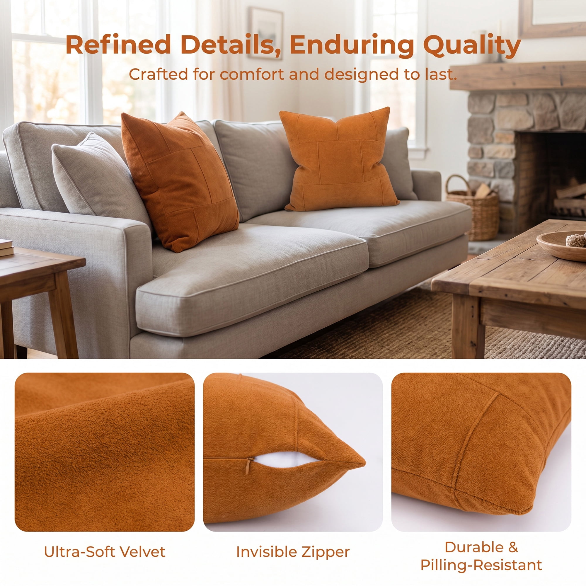 Unique Bargains 2Pcs Grid Textured Throw Pillow Covers Couch Cushion Cases Brown 18"x18"