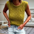 thumbnail image 4 of Summer Knit Tank Top for Women - Lazy Round Neck Sleeveless Fashion Shirt Matcha Green L, 4 of 5