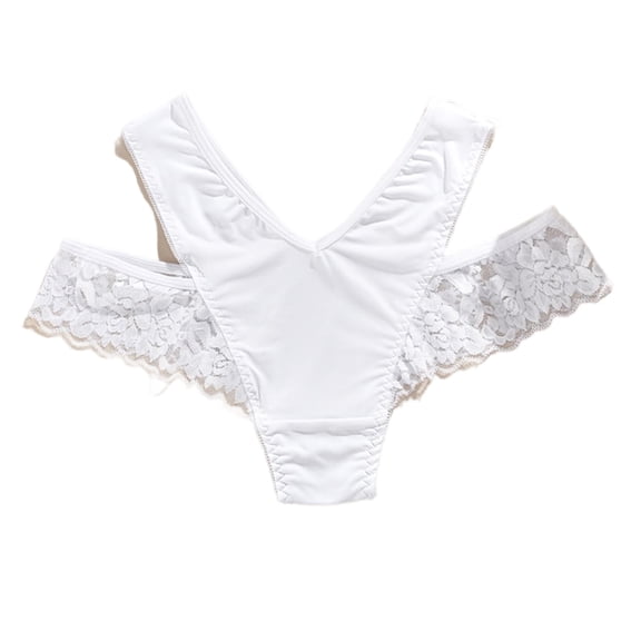 Womens High Waist Full Coverage Underwear with Lace Trim - High Cut Panties for Everyday Comfort, Classic White - 1 Piece, S-XL,Size M