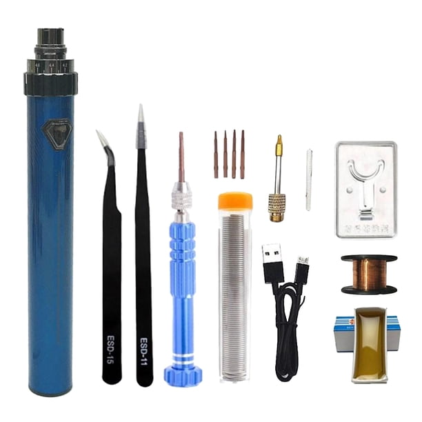 Inalámbrico eléctrico USB soldador 5V 15W Mini punta botón interruptor soldadura Azul Cola pluma de soldadura usb