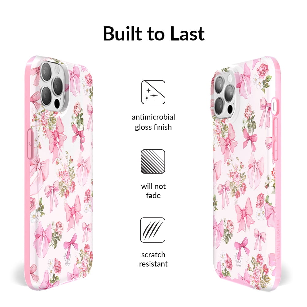 VELVET CAVIAR for Cute iPhone 12 / iPhone 12 Pro Case Compatible with MagSafe - Protective Phone Cases for Women - Posie Pink Bow Floral