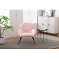 thumbnail image 3 of Accent Chair, Sherpa Fabric Upholstered Leisure Armchair with Black Metal Legs, Modern Comfy Single Dining Chair Vanity Chair for Bedroom Kitchen Dining Room Living Room, Pink, 3 of 7