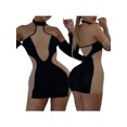 thumbnail image 1 of Txlixc Mujeres Bodycon Backless Vestido Contraste Color Sheer Cold Shoulder Manga larga Halter Dress Party Wear Txlixc Moda, 1 of 10