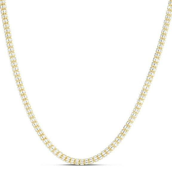 JewelStop 14K Two-Tone Gold Diamond Cut/Textured 3.23mm Fancy Ice Chain Necklaces with Lobster Clasp - 18"