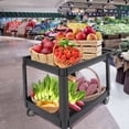 thumbnail image 2 of 2-Shelf Utility/Service Cart, Heavy-Duty Storage Cart with Ergonomic Handle, Lipped Shelves, 500 Lbs Capacity,  for Warehouse/Garage/Cleaning/Manufacturing, 2 of 7