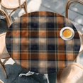 thumbnail image 4 of Round Table Cover 55-60 Inch Orange Blue Plaid Waterproof Reusable Table Cloth Round Fitted Vinyl Tablecloth with Elastic Edged for Parties Outdoors, Farmhouse Checkered Buffalo Fall, 4 of 9