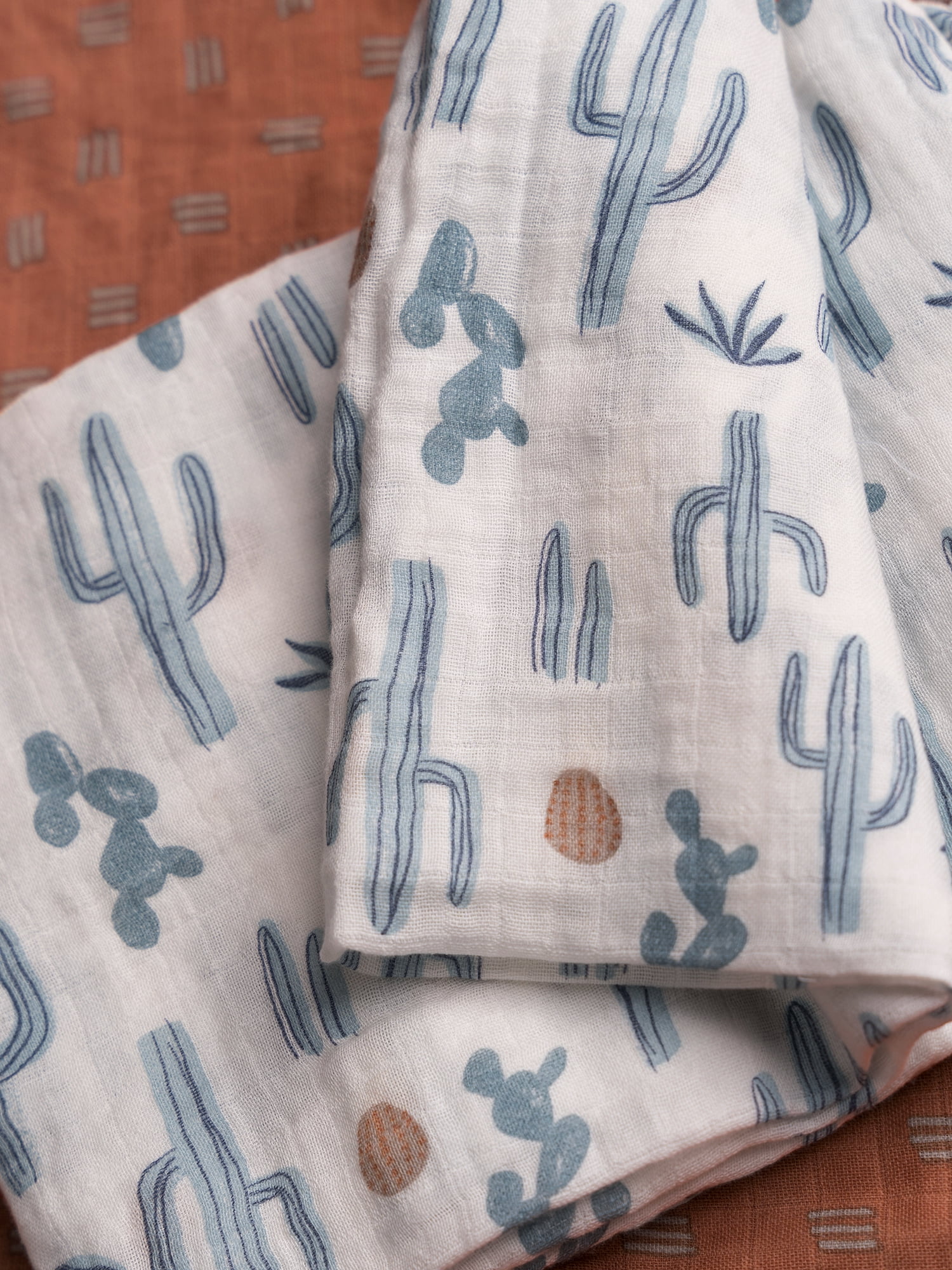 Modern Moments by Gerber Gender Neutral Ultra Soft Swaddle Blankets, 2-Pack, Cactus and Clay