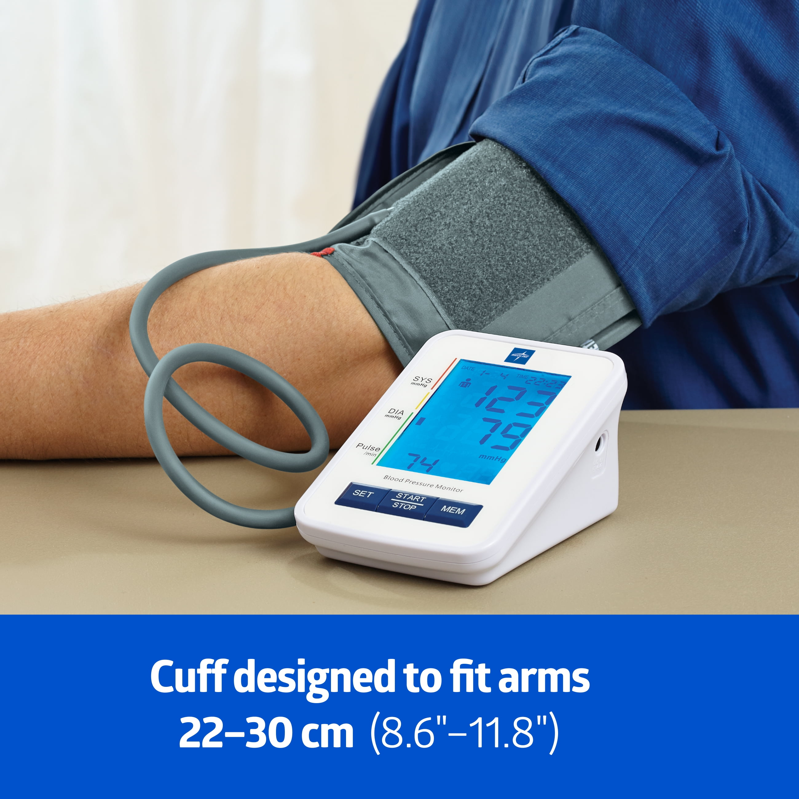 Medline Automatic Digital Blood Pressure Monitor with LED Display, Upper Arm, Batteries Included