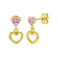 thumbnail image 1 of 14k Yellow Gold CZ Sweet Heart Dangle Dangling Earrings for Girls or Teens, 1 of 5
