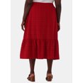 thumbnail image 3 of Time and Tru Women's Plus Size Cotton Eyelet Tiered Midi Skirt, Sizes 1X-4X, 3 of 5