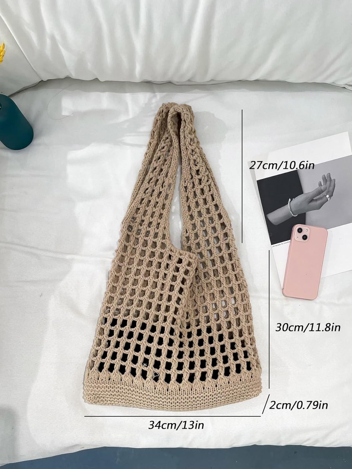 Women's Hollow Out Knit Tote Handbags Crochet Shoulder Bag