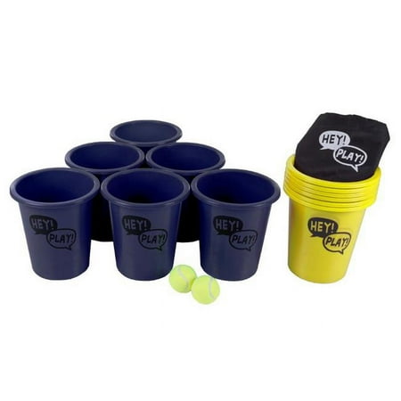 Giant Cup Pail Beer Pong Game Table Back Yard Lawn Beach Friendly Game Yellow