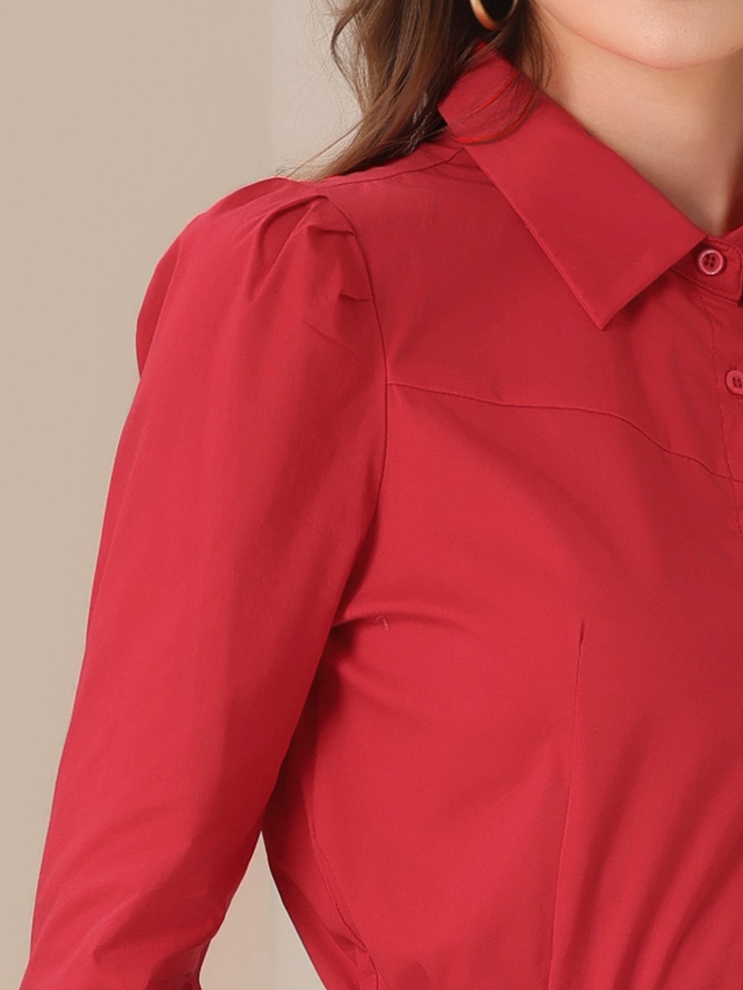 DARING DIVA Leotard Shirt Collared Button Down Long Sleeves Bodysuit XL Red