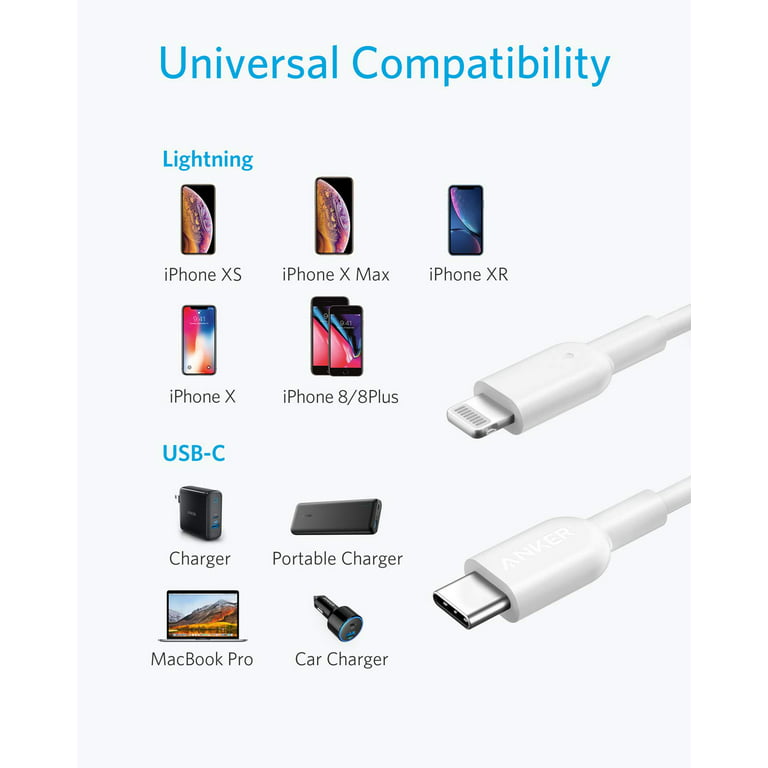 Anker USB C to Lightning Cable [6ft MFi Certified] Powerline II for iPhone  14 14 Pro iPhone 13 13 Pro 12 Pro Max 12 11 X XS XR, AirPods Pro, Supports