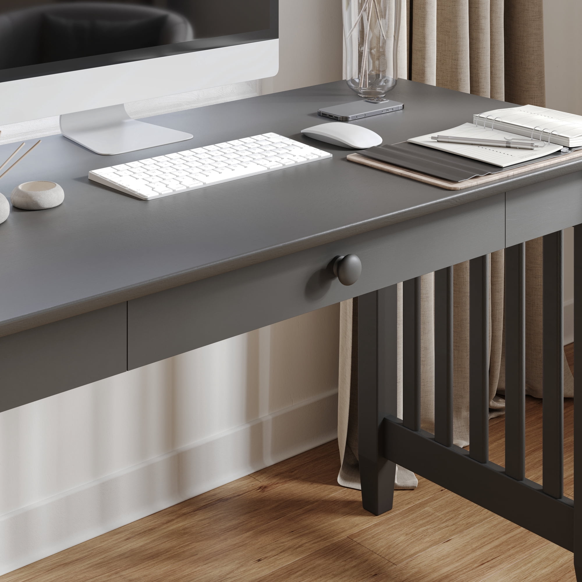 AFI Mission Solid Wood Writing Desk with Drawer, Grey
