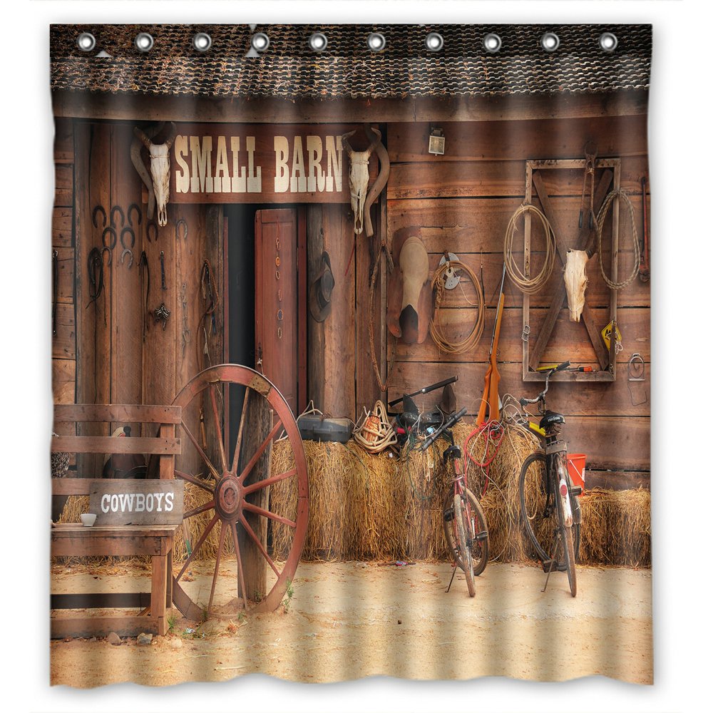 ABPHQTO Western Style Cowboy Home Waterproof Polyester Shower Curtain and Hooks For Home Decor