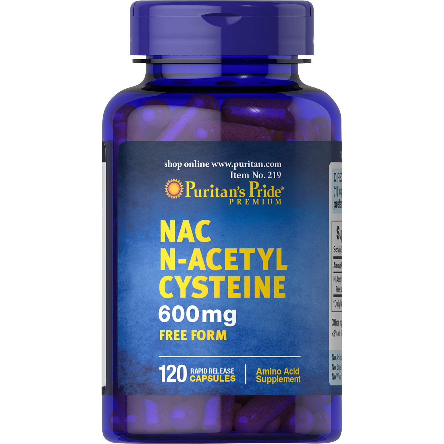Puritan's Pride N Acetyl Cysteine NAC 12 mg 12 Capsules ...