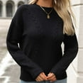 thumbnail image 5 of Ashirexll Winter Sweaters for Women, Pullover Sweaters for Women, Womens Minimalist Solid Color Round Neck Long Sleeve Pullover Knit Sweater, 5 of 7