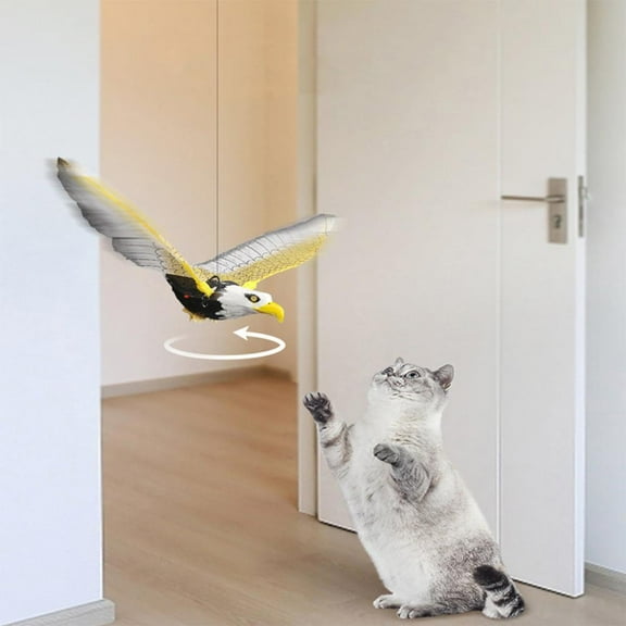 Outoloxit 360 Degree Hovering Eagle Toy for Cats - No Sound No Light Battery Operated Interactive Pet Toy