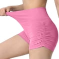 thumbnail image 2 of JGGSPWM Womens Workout Seamless Pleated Butt Lifting Shorts High Waisted Tummy Control Gym Yoga Shorts Pink M, 2 of 5