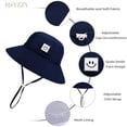 thumbnail image 4 of Gorro HSYZZY para bebé con protección solar UPF 50+, cara sonriente, azul marino, 4 of 4