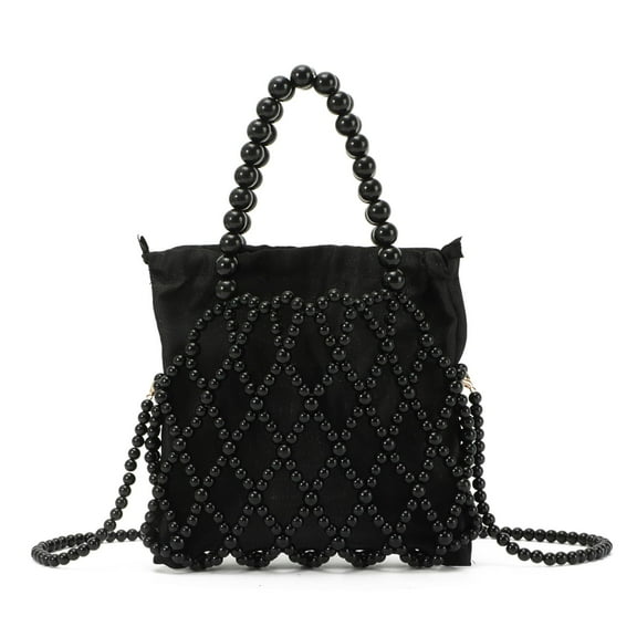 Women Pearl Clutch Purses Wedding Bridal Handbag Tote Formal Party Evening Bucket Bag 2 in 1 Shoulder Bag