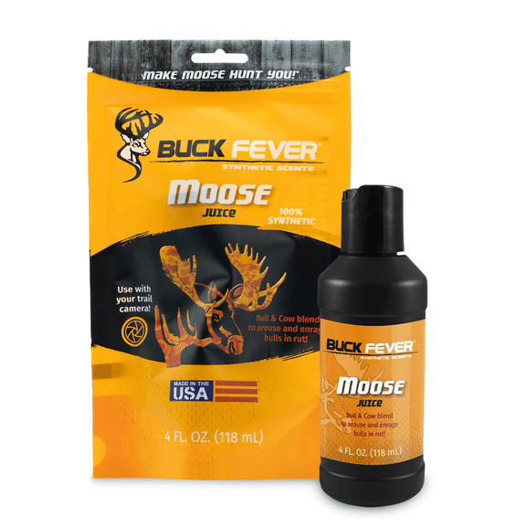 Buck Fever Moose Juice (4 oz) , Syntheticly Formulated Moose Attractant - Non-Spoiling Synthetic Bull Scent for Outdoor Trail Camera - Early Season Mature Buck Hunting Scents