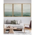 thumbnail image 2 of SHENIFY Large 24x36in3pcs Natural Framed Abstract Landscape Wall Art Minimalist Tan Green Mountain Neutral Toned Misty Nature Wilderness Illustrations Modern Art Decorative, 2 of 5