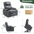 thumbnail image 3 of Electric Power Lift Recliner Chair for Elderly with Heat & Massage,160° Adjustable PU Leather Recliner with Remote Control, Stand Assist, Cup Holders & Side Pockets for Living Room Bedroom (Gray), 3 of 10