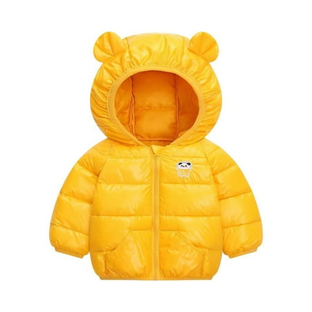 

Aompmsdx Toddler Boys Girls Winter Windproof Cartoon Panda Prints Bear Ears Hooded Coat Jacket Kids Warm Outerwearparty Dresses