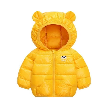 

Aompmsdx Toddler Boys Girls Winter Windproof Cartoon Panda Prints Bear Ears Hooded Coat Jacket Kids Warm Outerwearparty Dresses