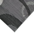 thumbnail image 2 of 84 X 60 Inches Polyester Rug with Abstract Geometric Striped Rings, Gray and White- Saltoro Sherpi, 2 of 4