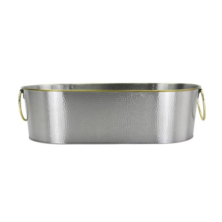 BETTER HOMES & GARDENS STAINLESS STEEL HAMMERED OVAL TUB, 20.27 IN X 11.22 IN