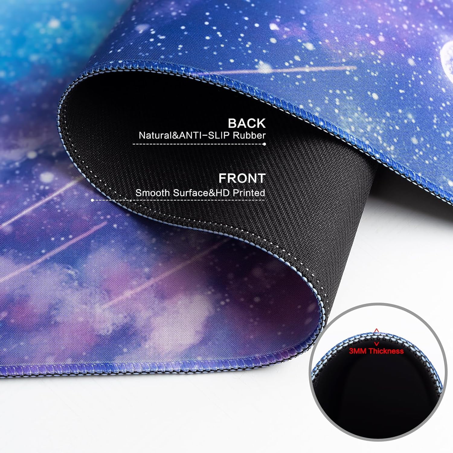 Gaming Mouse Pad, Large Mouse Pad for Desk, Desk Mat Extended Mousepad, Cute Purple DeskPad with Non-Slip Rubber Base, Computer Mats for Desktop Home Office (31.5"x15.7", Cat)