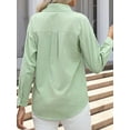 thumbnail image 3 of Button Down Shirts for Women Cotton Dress Shirts Collared Long Sleeve Wrinkle Free Blouse Tops Light Green XL, 3 of 8
