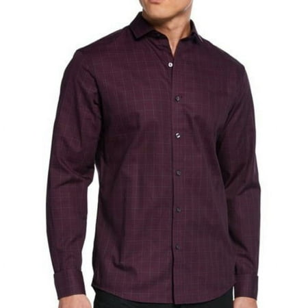 Michael Kors RED Chaney Slim Plaid Sport Shirt, US Medium