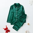 thumbnail image 6 of Riforla Satin Silk Pajamas PJ's Solid Family Matching Sleepwear Loungewear Nightwear Pants Set for Women for Women Green L, 6 of 9