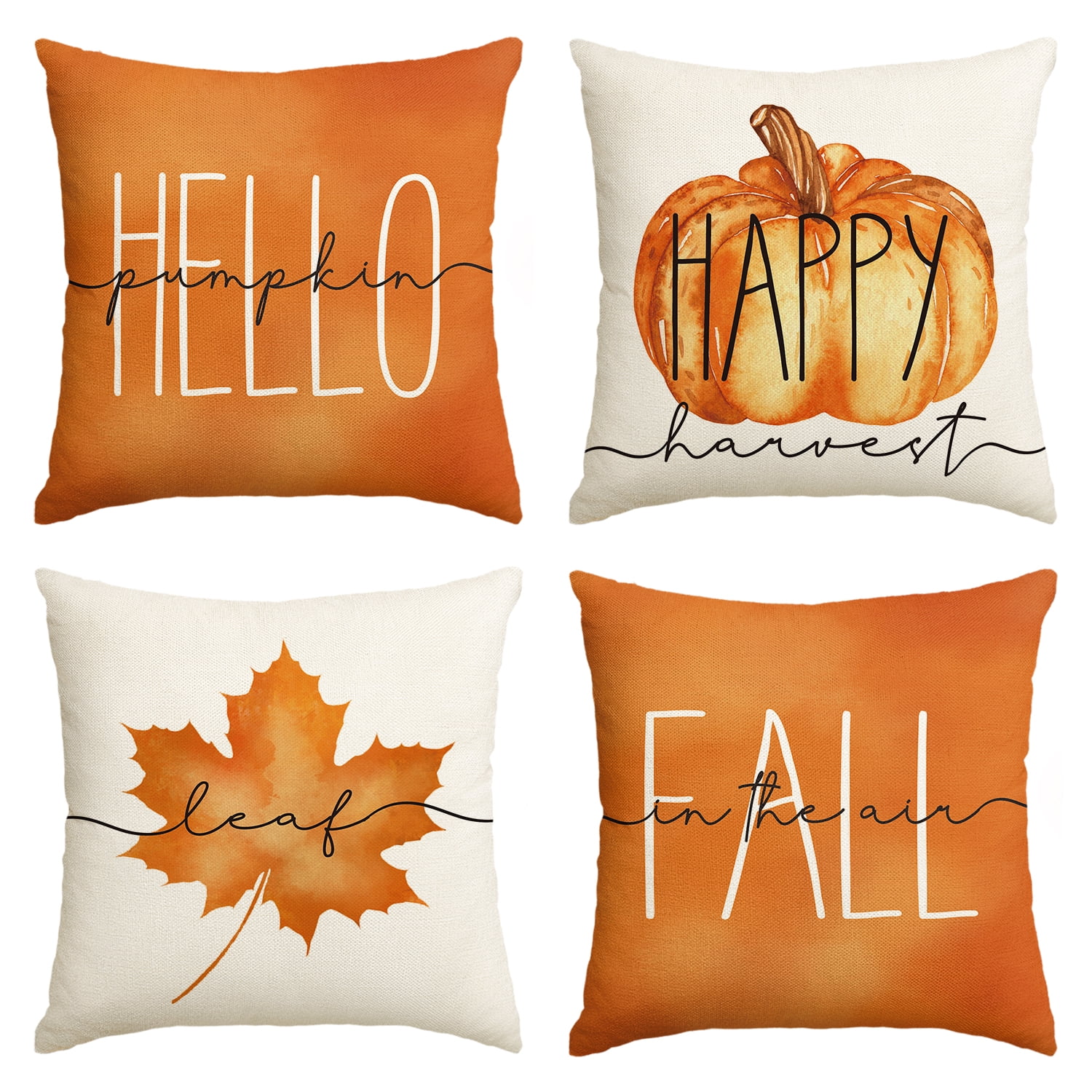 Aurora Trade Fall Pillow Covers 18x18 Set of 2 for Fall Decor Pumpkin Maple Leaves Sunflower Vase Outdoor Fall Pillows Decorative Throw Pillows