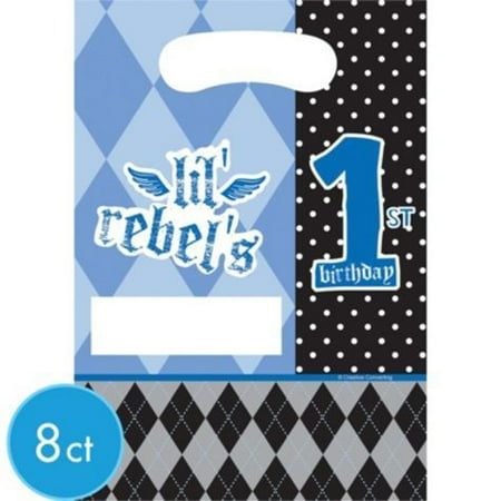 1st Birthday Party Loot Bags - 1st Birthday Boy Rebel Favor Bags (8ct)