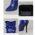 thumbnail image 5 of KIJBLAE Women's Pointed Toe Stilettos Heel Ankle Boots Slouchy Faux Leather Mid Calf Boots Chunky Heel Dress Boots Fall Winter Shoes Blue 45, 5 of 7